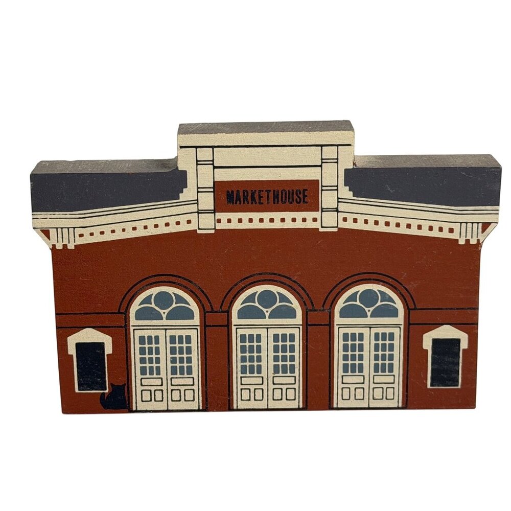Vintage 1987 The Cat's Meow Market House Series V Wood Shelf Sitter Faline Jones